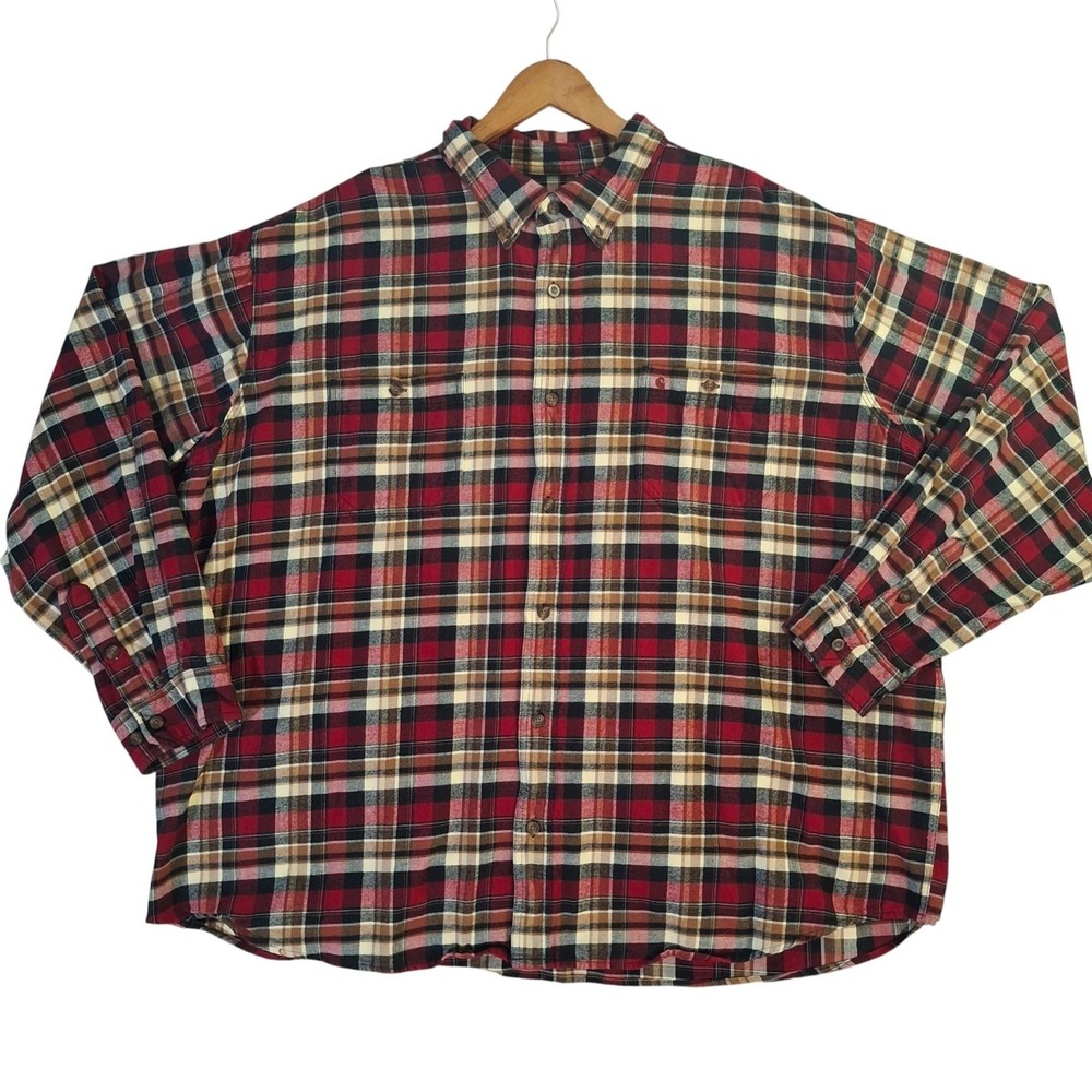 Carhartt Flannel Shirt Men's 4XL Red Plaid Cotton